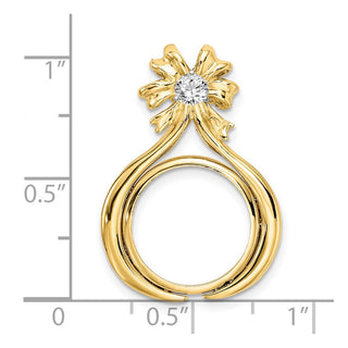 14k Two-tone Gold VS Diamond Teardrop Bow 14mm Coin Bezel Pendant - Fits 1/20 oz Maple Leaf and Other Coins