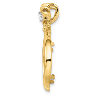 14k Two-tone Gold A Diamond Teardrop Bow 16.5mm Coin Bezel Pendant - Fits 1/10 oz American Eagle and 1/10 oz Krugerrand
