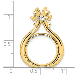 14k Two-tone Gold VS Diamond Teardrop Bow 16.5mm Coin Bezel Pendant - Fits 1/10 oz American Eagle and 1/10 oz Krugerrand