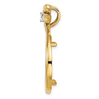 14k Two-tone Gold A Diamond Teardrop Bow 22mm Coin Bezel Pendant - Fits 1/4 oz American Eagle and Other Coins