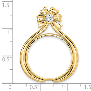 14k Two-tone Gold A Diamond Teardrop Bow 22mm Coin Bezel Pendant - Fits 1/4 oz American Eagle and Other Coins