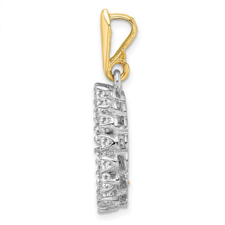 14k Two-tone Gold AA Diamond 13mm Prong Coin Bezel Pendant - Fits 2 Pesos and US $1