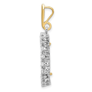 14k Two-tone Gold AAA Diamond 17.8mm Prong Coin Bezel Pendant - Fits US $2.50 Liberty and Other Coins