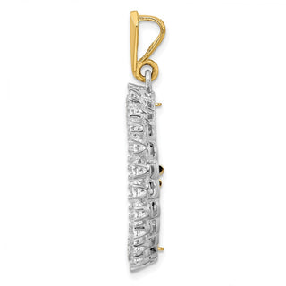 14k Two-tone Gold AAA Diamond 21.6mm Prong Coin Bezel Pendant - Fits US $5 Bald Eagle, US $5 Congressional, US $5 Liberty, and Other Coins