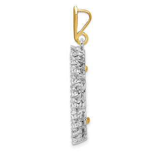 14k Two-tone Gold A Diamond 22mm Prong Coin Bezel Pendant - Fits 1/4 oz American Eagle and Other Coins