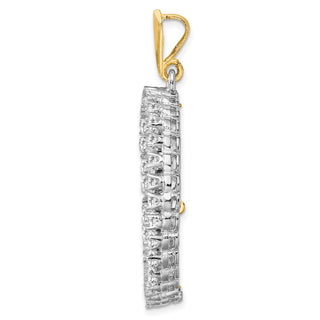 14k Two-tone Gold AAA Diamond 27mm Prong Coin Bezel Pendant - Fits 1/2 oz American Eagle, US $10 Liberty, and Other Coins