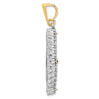 14k Two-tone Gold A Diamond 30mm Prong Coin Bezel Pendant - Fits 1 oz Maple Leaf and 1/2 oz Cat