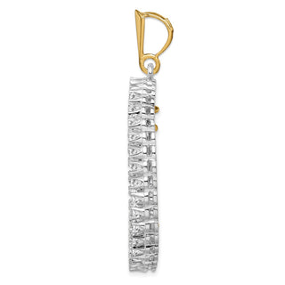 14k Two-tone Gold A Diamond 32mm Prong Coin Bezel Pendant - Fits 1 oz Australian Nugget, 1 oz Kangaroo, 1 oz Panda, and Other Coins