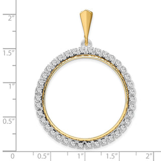 14k Two-tone Gold AAA Diamond 32mm Prong Coin Bezel Pendant - Fits 1 oz Australian Nugget, 1 oz Kangaroo, 1 oz Panda, and Other Coins
