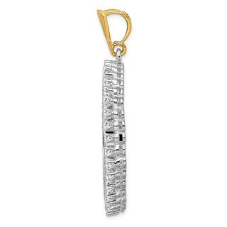 14k Two-tone Gold AAA Diamond 34.2mm Prong Coin Bezel Pendant - Fits US $20 Liberty and US $20 St. Gaudens