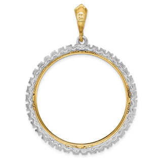14k Two-tone Gold AAA Diamond 34.2mm Prong Coin Bezel Pendant - Fits US $20 Liberty and US $20 St. Gaudens