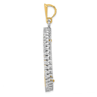 14k Two-tone Gold A Diamond 37mm Prong Coin Bezel Pendant - Fits 50 Pesos and Centenario
