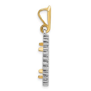 14k Two-tone Gold Polished and Diamond-cut Diamond Circle 16.0mm Prong Coin Bezel Pendant Mounting