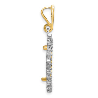 14k Two-tone Gold Polished and Diamond-cut Diamond Circle 17.8mm Prong Coin Bezel Pendant Mounting