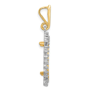14k Two-tone Gold Polished and Diamond-cut Diamond Circle 18.0mm Prong Coin Bezel Pendant Mounting