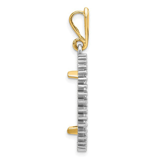 14k Two-tone Gold Polished and Diamond-cut Diamond Circle 20.1mm Prong Coin Bezel Pendant Mounting