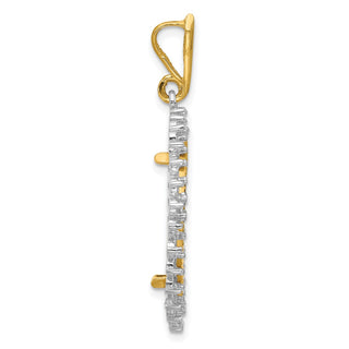 14k Two-tone Gold Polished and Diamond-cut Diamond Circle 21.6mm Prong Coin Bezel Pendant Mounting