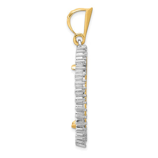 14k Two-tone Gold Polished and Diamond-cut Diamond Circle 27.0mm Prong Coin Bezel Pendant Mounting