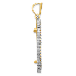 14k Two-tone Gold Polished and Diamond-cut Diamond Circle 34.2mm Prong Coin Bezel Pendant Mounting