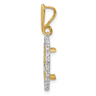 14k Two-tone Gold AAA Diamond Circle 13mm Prong Coin Bezel Pendant - Fits 2 Pesos and US $1