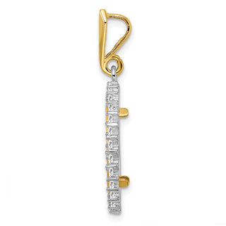 14k Two-tone Gold VS Diamond Circle 16mm Prong Coin Bezel Pendant - Fits 1/10 oz Maple Leaf, Maple Leaf, and Other Coins