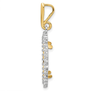 14k Two-tone Gold AAA Diamond Circle 16.5mm Prong Coin Bezel Pendant - Fits 1/10 oz American Eagle and 1/10 oz Krugerrand
