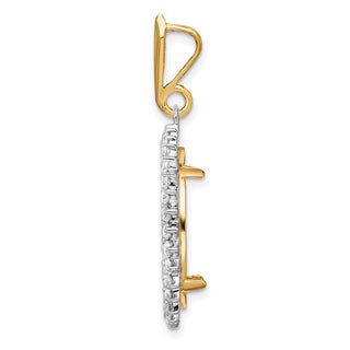 14k Two-tone Gold VS Diamond Circle 17.8mm Prong Coin Bezel Pendant - Fits US $2.50 Liberty and Other Coins