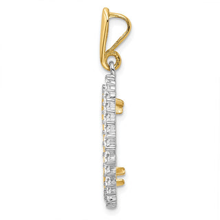 14k Two-tone Gold VS Diamond Circle 18mm Prong Coin Bezel Pendant - Fits 1/10 oz Cat