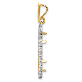 14k Two-tone Gold VS Diamond Circle 21.6mm Prong Coin Bezel Pendant - Fits US $5 Bald Eagle and US $5 Congressional