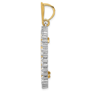 14k Two-tone Gold AAA Diamond Circle 27mm Prong Coin Bezel Pendant - Fits 1/2 oz American Eagle, US $10 Liberty, and Other Coins