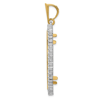 14k Two-tone Gold AA Diamond Circle 34.2mm Prong Coin Bezel Pendant - Fits US $20 Liberty and US $20 St. Gaudens