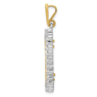 14k Two-tone Gold VS Diamond Circle 22mm Prong Coin Bezel Pendant - Fits 1/4 oz American Eagle and Other Coins