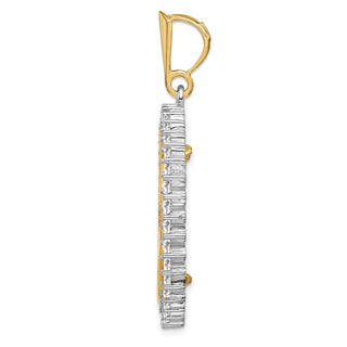 14k Two-tone Gold AA Diamond Circle 27mm Prong Coin Bezel Pendant 3985 - Fits 1/2 oz American Eagle, US $10 Liberty, and Other Coins