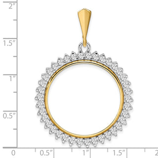 14k Two-tone Gold AA Diamond Circle 27mm Prong Coin Bezel Pendant 3985 - Fits 1/2 oz American Eagle, US $10 Liberty, and Other Coins