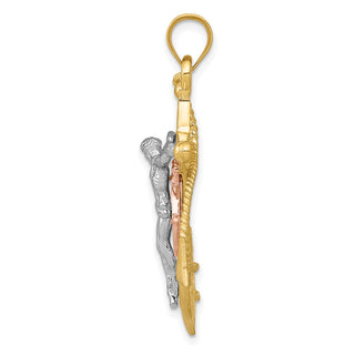 14k Yellow, White and Rose Gold Mariners Cross Pendant D10