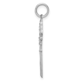 14K White Gold Diamond-cut Key Charm