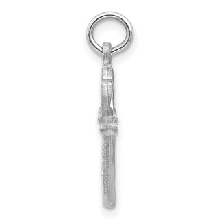 14k White Gold Solid Diamond-Cut Key Charm