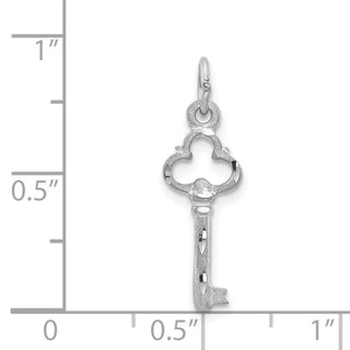 14k White Gold Solid Diamond-Cut Key Charm