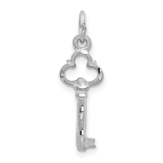 14k White Gold Solid Diamond-Cut Key Charm