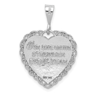 14k White Gold Polished Faceted Reversible 50th Anniversary Pendant