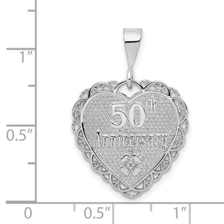 14k White Gold Polished Faceted Reversible 50th Anniversary Pendant