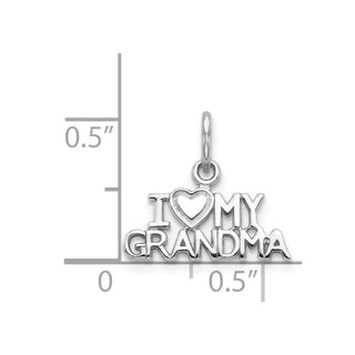 14k White Gold I HEART MY GRANDMA Charm