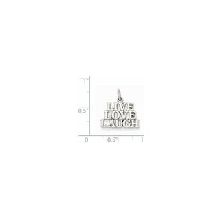 14K White Gold Polished Live Love Laugh Charm