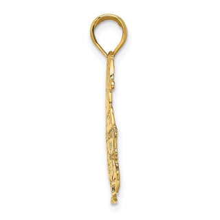14k Yellow Gold Polished Christmas Tree and Santa Pendant