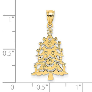 14k Yellow Gold Polished Christmas Tree Pendant D1120
