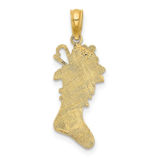 14k Yellow Gold Polished Christmas Stocking Pendant