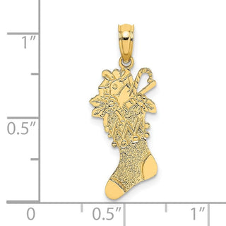 14k Yellow Gold Polished Christmas Stocking Pendant