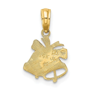 14k Yellow Gold Polished Christmas Bells Pendant
