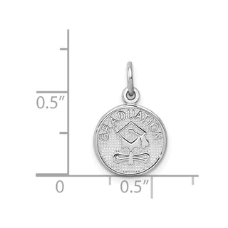 14K White Gold Polished Graduation Disc Charm