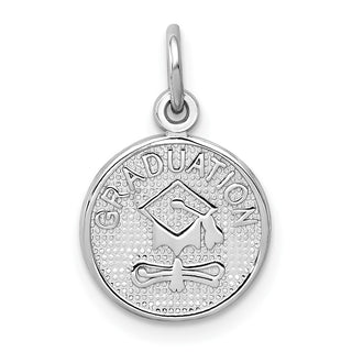 14K White Gold Polished Graduation Disc Charm